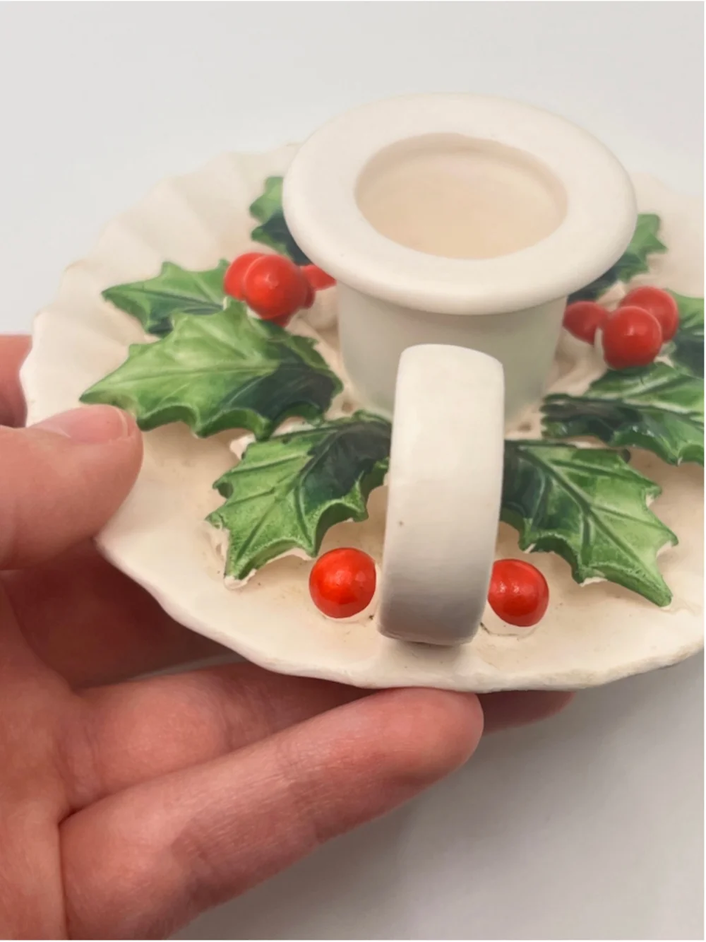Vintage Holt Howard 1962 Holly Berry Candle Holders Pair Christmas Chamberstick